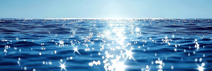 Wall Mural - Sparkling ocean surface under bright sunlight, serene and inviting blue water.