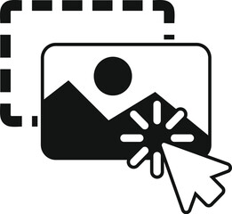 Fototapete - Mouse cursor clicking on a loading image with dotted lines, symbolizing cropping and the editing process