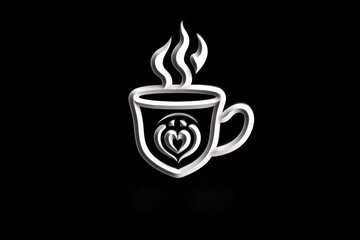 Poster - A minimalist logo for a coffee shop with a simple coffee cup outline and steam lines