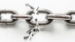 © EmPics - A strong steel chain breaking apart at a weak link, concept of strength and fragility, isolated on white background