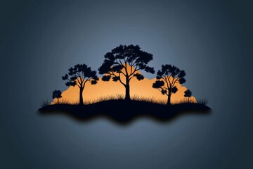 Poster - Simple silhouette of a forest landscape with a few clean lines and abstract tree shapes