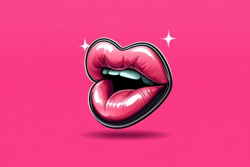 Poster - A clean icon of lips and a heart symbol, representing love and affection in a minimal style