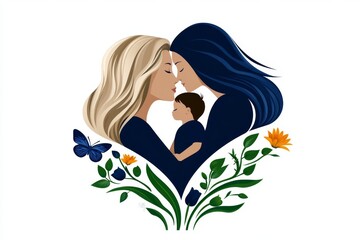 Poster - A simple 2D drawing of a parent kissing their childâ€™s forehead, symbolizing warmth and care on a plain white background