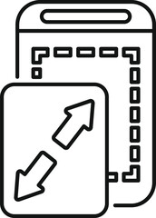 Fototapete - Smartphone screen displaying drag and drop functionality, symbolized by two arrows pointing in opposite directions, enhancing user interaction and file management