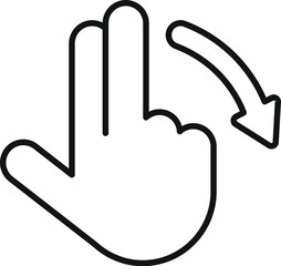 Poster - Two fingers scrolling down on a touchscreen, simple black and white line icon