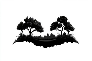 Poster - Simple silhouette of a forest landscape with a few clean lines and abstract tree shapes