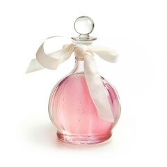 Wall Mural - Elegant pink perfume bottle ribbon