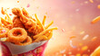 © Opnur - May 28 National Burger Day ,Crispy Fried Chicken and Golden French Fries: A Perfect Comfort Food Combo, AI GENERAT .