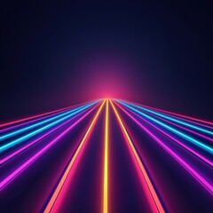 Poster - A vibrant, abstract scene featuring colorful neon lines stretching into the distance, creating a futuristic and dreamy atmosphere.