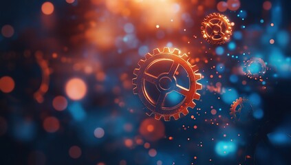 Poster - Abstract background with gears and technology, a concept of digital transformation
