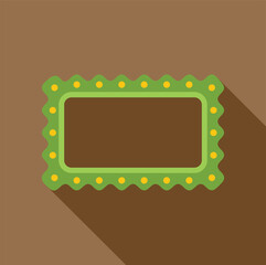 Sticker - Green rectangular frame with yellow dots and wavy edges adding a touch of vintage style