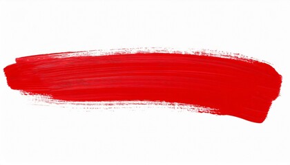 Poster - Acrylic paint in bold red creates a textured stroke on a white background, adding a vibrant burst of color