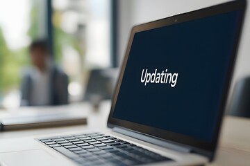 Fototapete - Laptop screen displaying software updating – Representing technology, system upgrades, and digital maintenance processes