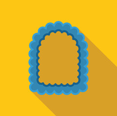 Poster - decorative blue wavy frame over orange background with long shadow, ideal for scrapbooking or other 