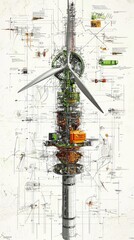 Poster - Detailed Schematic of Wind Turbine Design