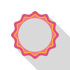 Poster - wavy edged pink and yellow blank label representing quality, guarantee and premium product