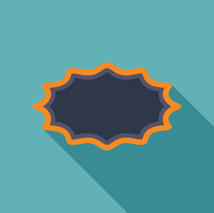 Poster - orange starburst shape with blank space for text on turquoise background with long shadow