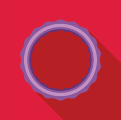 Poster - purple scalloped circle on red background creating a frame with long shadow