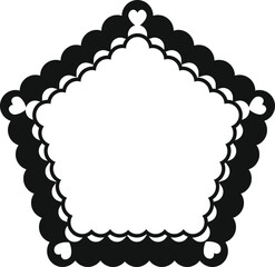 Poster - decorative star shaped frame with scalloped edges and hearts, perfect for valentine's day or romanti