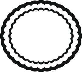 Poster - three black concentric circles with a scalloped edge create a decorative frame against a white backg