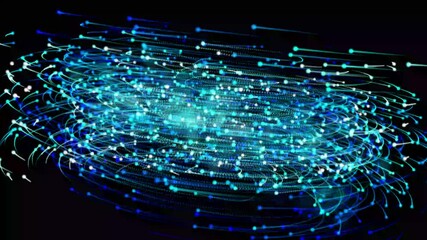 Fototapete - Vector circle background. Growing Network Connections Background. Digital Connectivity,  Abstract neon glowing shapes.