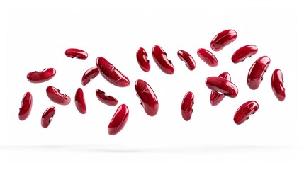 Wall Mural - Falling red kidney beans isolated on a white background