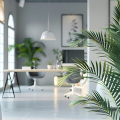 Aufkleber - Modern Office Design with Green Plants in Background