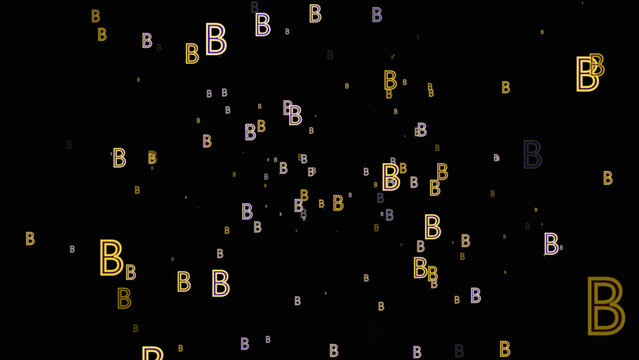 Dark Green, Yellow vector texture with B characters. illustration on black background