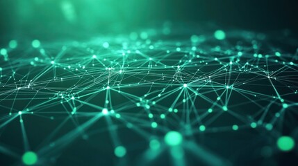 Poster - Digital abstract technology green data matrix with broad connection concept background wallpaper AI generated image