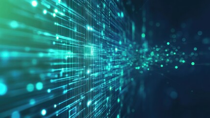 Poster - Digital abstract technology green data matrix with broad connection concept background wallpaper AI generated image