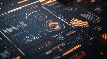 Poster - Futuristic interface displaying complex data analysis and information processing