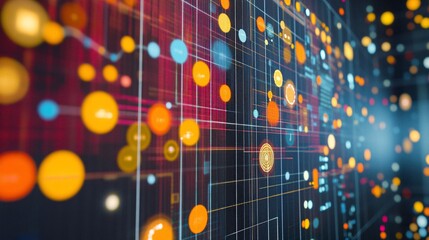 Poster - Big data stream visualization showing digital information flowing through futuristic server room
