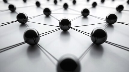 Aufkleber - Black spheres creating a network connecting each other