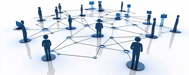 Fototapete - Business people communicating and sharing information through network