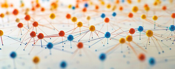 Poster - Network of colorful interconnected nodes representing data connections