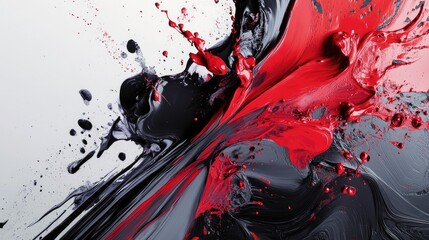 Poster - Abstract Art of Swirling Red and Black Paint with Dynamic Motion and Splashing Effects Capturing Creativity and Energy in Visual Form