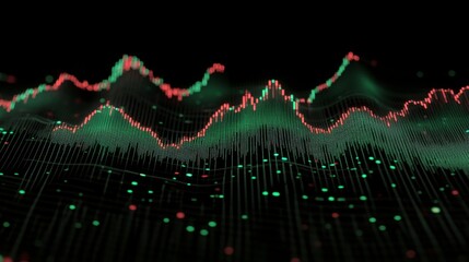 Leinwandbilder - Abstract Visualization of Data Metrics and Trends in Red and Green on a Dark Background Representing Statistical Analysis and Digital Technology
