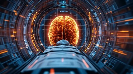 Poster - Exploring advanced brain imaging technology in a futuristic lab environment