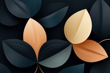 Poster - Minimalist abstract nature  elegant leaf or flower design with harmonious colors and text space