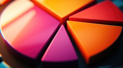 Poster - Vibrant Colorful Shapes Displaying Dynamic Pie Chart Design for Creative Business Presentations and Marketing Materials in a Modern Style
