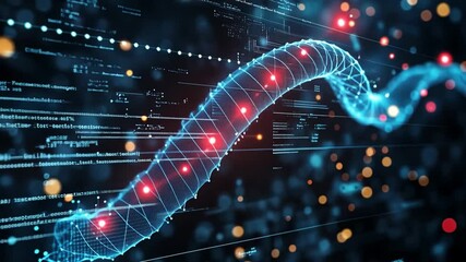 Poster - Visual representation of a digital serpent illustrating technology and data at night