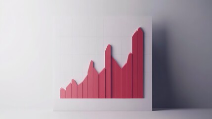 Leinwandbilder - Red 3D line graph rising on a white background.