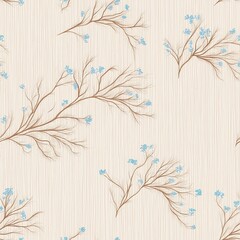 Naklejka na meble seamless pattern of Delicate Flower Branch on thin, against a light beige background
