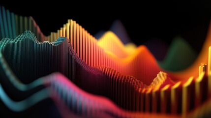 Poster - Abstract Visualization of Sound Waves with Vibrant Colors and Dynamic Shapes Representing Audio Frequencies in a Three-Dimensional Space