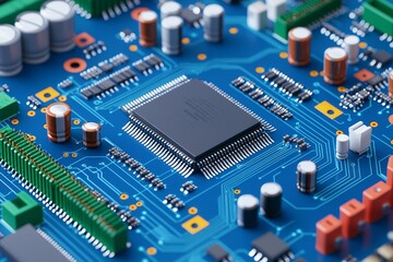 Aufkleber - This is a close-up of the computer board. There are several components on this board.