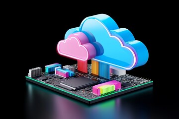 Poster - concept illustration of a clound computing system - stock