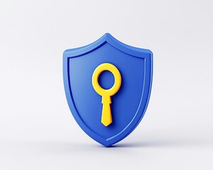 Poster - Secure cyberspace and protection for private information. Blue shield locks.
