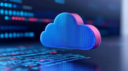 Poster - Data transfer concept based on cloud computing technology using interconnected polygons and multicolor dots.
