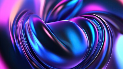 Aufkleber - A metallic, blue, and purple abstract sphere shape, with a holographic effect, against a blue background.