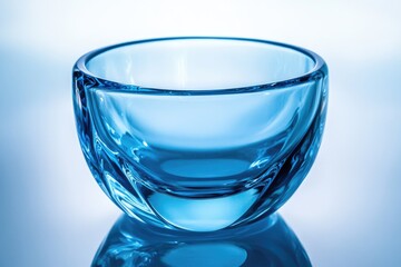 Canvas Print - A simple still life image of a blue glass bowl sitting on a table